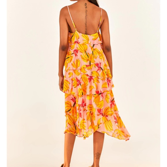 Farm Banana Taste Sleeveless tiered midi dress size XL - Picture 5 of 8